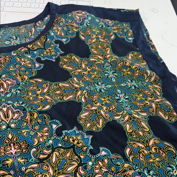 Women's Navy Floral Medallion Print Top - Picture 2 of 2